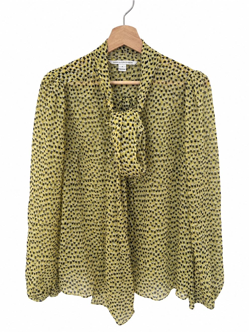 Diane Von Furstenberg 100% Silk Tie-Neck Blouse
